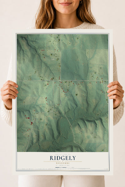 Map of Ridgely, Missouri, 18 x 24 inch unframed archival matte print