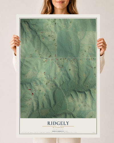 Map of Ridgely, Missouri, 24 x 36 inch unframed archival matte print