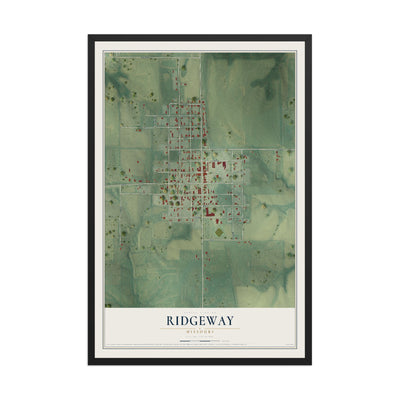 Map of Ridgeway, Missouri, 12 x 18 inch print in a black wood frame