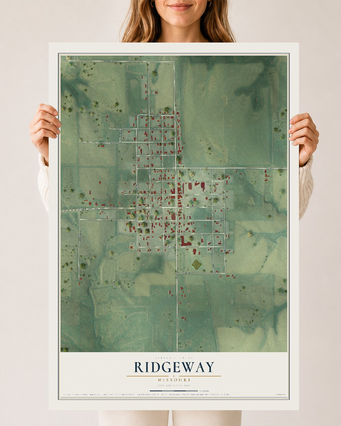 Map of Ridgeway, Missouri, 24 x 36 inch unframed archival matte print