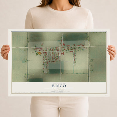 Map of Risco, Missouri, 12 x 18 inch unframed archival matte print