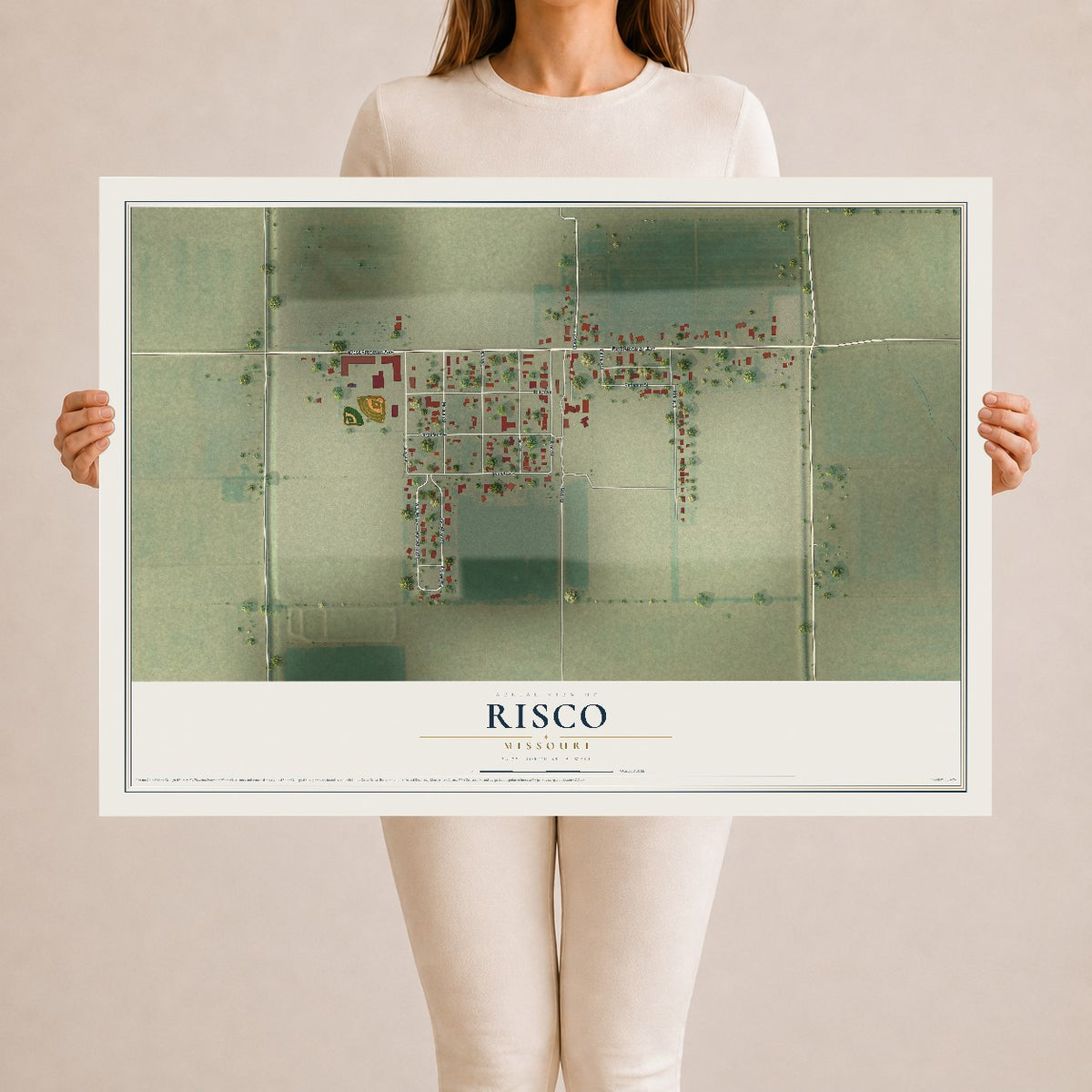 Map of Risco, Missouri, 24 x 36 inch unframed archival matte print