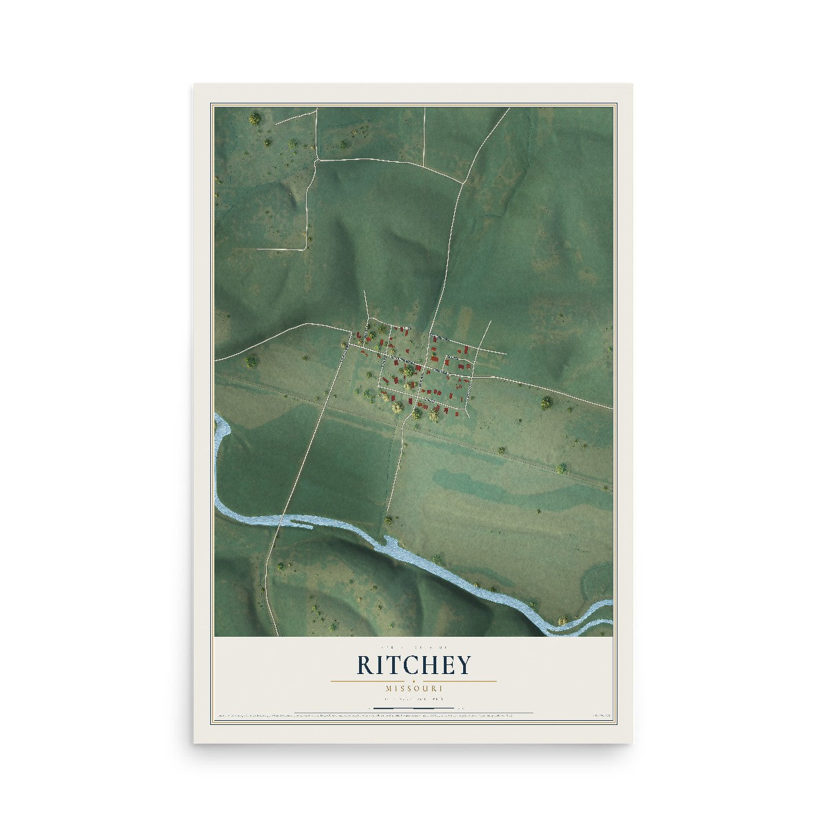Map of Ritchey, Missouri, 12 x 18 inch unframed archival matte print