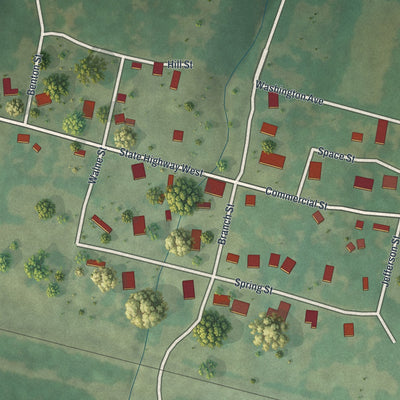 Close-up of the map of Ritchey, Missouri print showing street and building detail