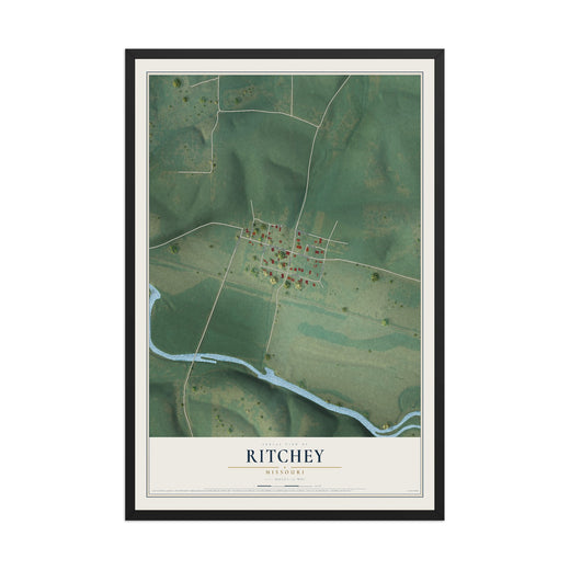Map of Ritchey, Missouri, 12 x 18 inch print in a black wood frame