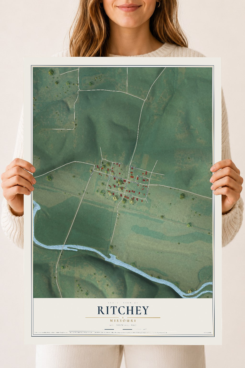 Map of Ritchey, Missouri, 18 x 24 inch unframed archival matte print