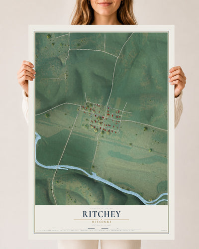 Map of Ritchey, Missouri, 24 x 36 inch unframed archival matte print