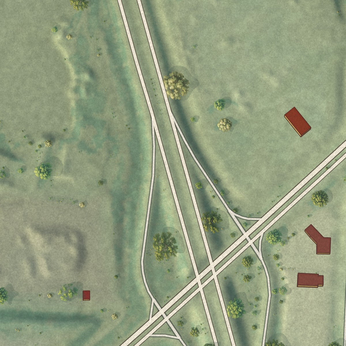 Close-up of the map of River Bend, Missouri print showing street and building detail