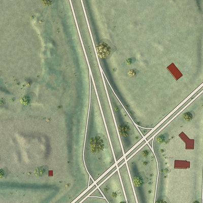 Close-up of the map of River Bend, Missouri print showing street and building detail