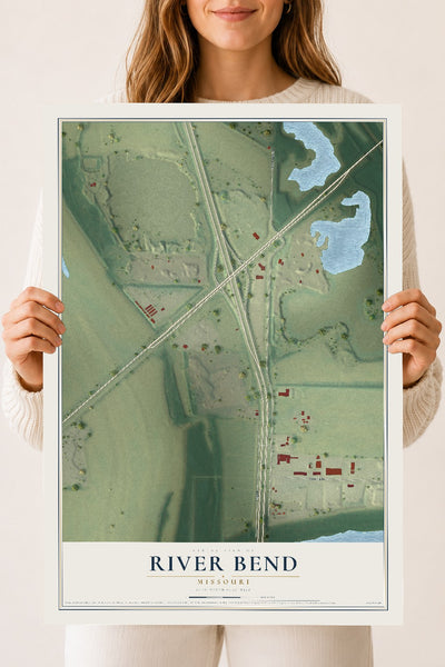Map of River Bend, Missouri, 18 x 24 inch unframed archival matte print