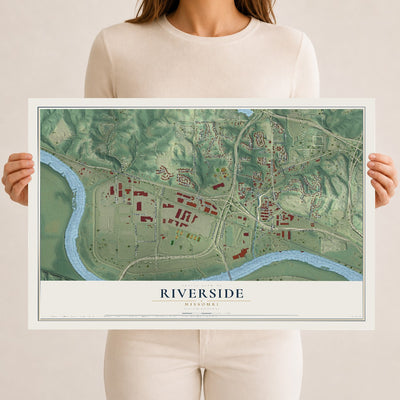 Map of Riverside, Missouri, 12 x 18 inch unframed archival matte print