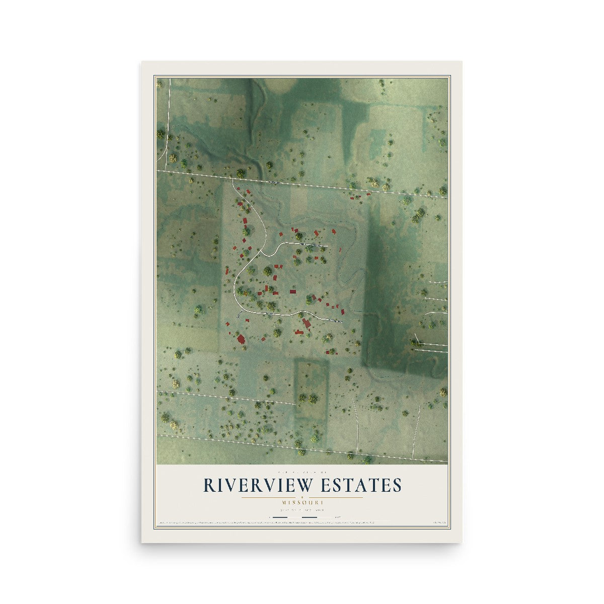 Map of Riverview Estates, Missouri, 12 x 18 inch unframed archival matte print