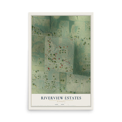 Map of Riverview Estates, Missouri, 12 x 18 inch unframed archival matte print
