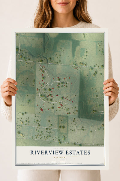 Map of Riverview Estates, Missouri, 18 x 24 inch unframed archival matte print