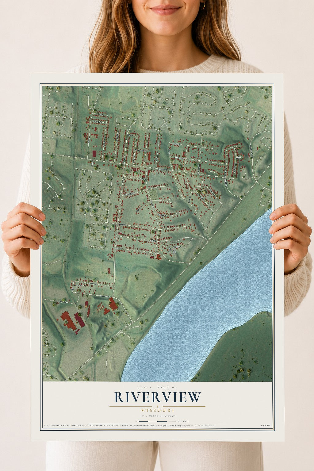 Map of Riverview, Missouri, 18 x 24 inch unframed archival matte print