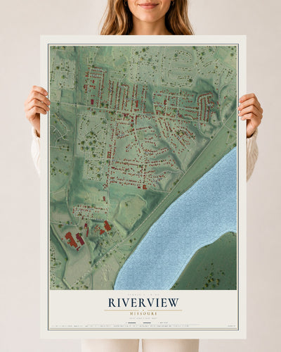 Map of Riverview, Missouri, 24 x 36 inch unframed archival matte print