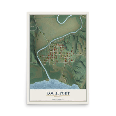 Map of Rocheport, Missouri, 12 x 18 inch unframed archival matte print