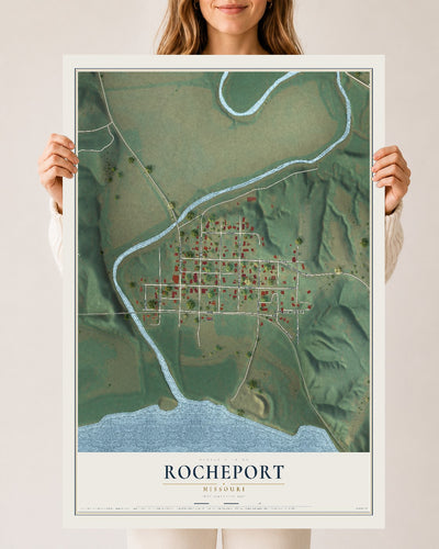 Map of Rocheport, Missouri, 24 x 36 inch unframed archival matte print