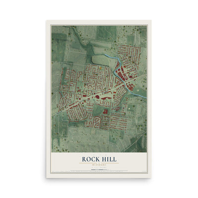 Map of Rock Hill, Missouri, 12 x 18 inch unframed archival matte print