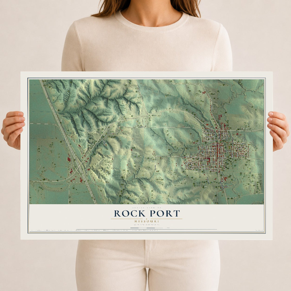 Map of Rock Port, Missouri, 12 x 18 inch unframed archival matte print