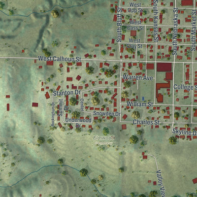 Close-up of the map of Rock Port, Missouri print showing street and building detail
