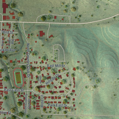 Second close-up of the map of Rock Port, Missouri print showing more streets and buildings