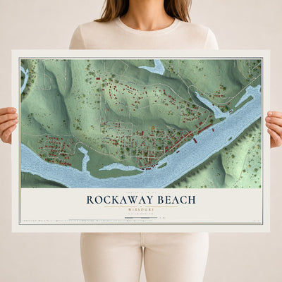Map of Rockaway Beach, Missouri, 18 x 24 inch unframed archival matte print