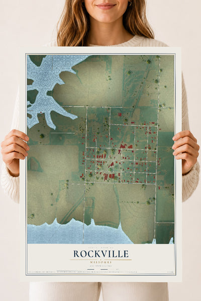 Map of Rockville, Missouri, 18 x 24 inch unframed archival matte print