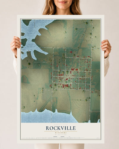 Map of Rockville, Missouri, 24 x 36 inch unframed archival matte print