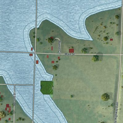 Second close-up of the map of Roscoe, Missouri print showing more streets and buildings