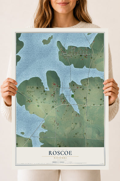 Map of Roscoe, Missouri, 18 x 24 inch unframed archival matte print