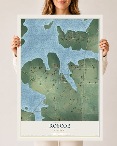 Map of Roscoe, Missouri, 24 x 36 inch unframed archival matte print