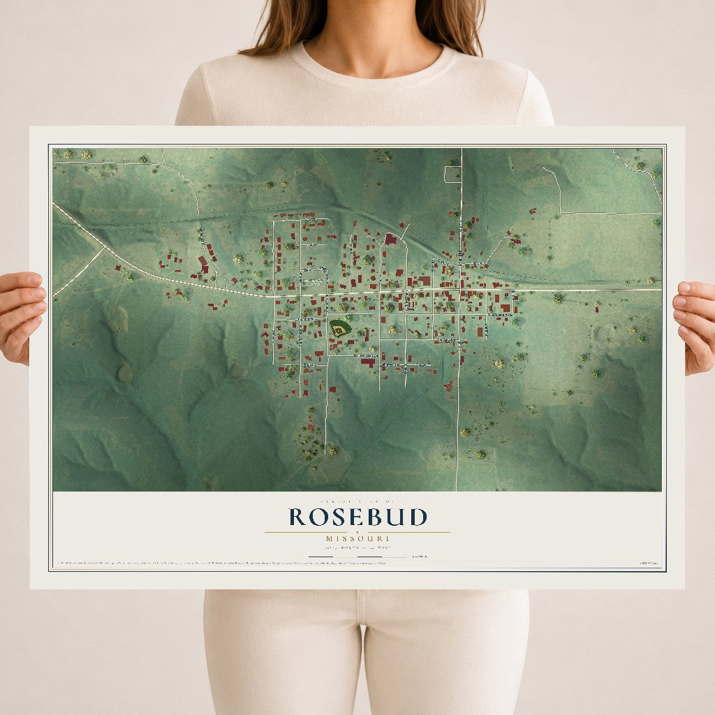 Map of Rosebud, Missouri, 18 x 24 inch unframed archival matte print