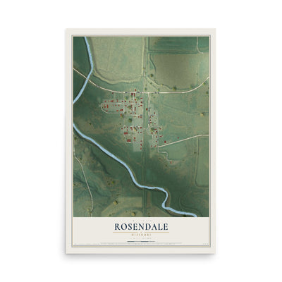 Map of Rosendale, Missouri, 12 x 18 inch unframed archival matte print