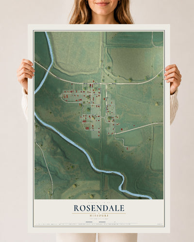 Map of Rosendale, Missouri, 24 x 36 inch unframed archival matte print