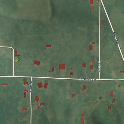Close-up of the map of Rothville, Missouri print showing street and building detail