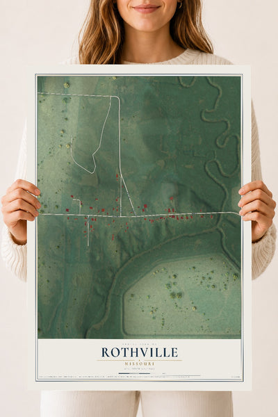 Map of Rothville, Missouri, 18 x 24 inch unframed archival matte print