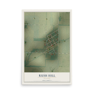 Map of Rush Hill, Missouri, 12 x 18 inch unframed archival matte print