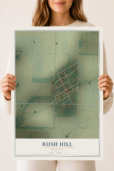 Map of Rush Hill, Missouri, 18 x 24 inch unframed archival matte print