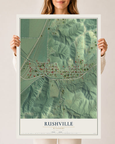 Map of Rushville, Missouri, 24 x 36 inch unframed archival matte print