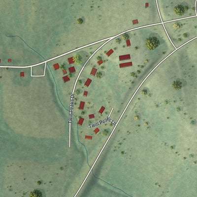 Second close-up of the map of Russellville, Missouri print showing more streets and buildings
