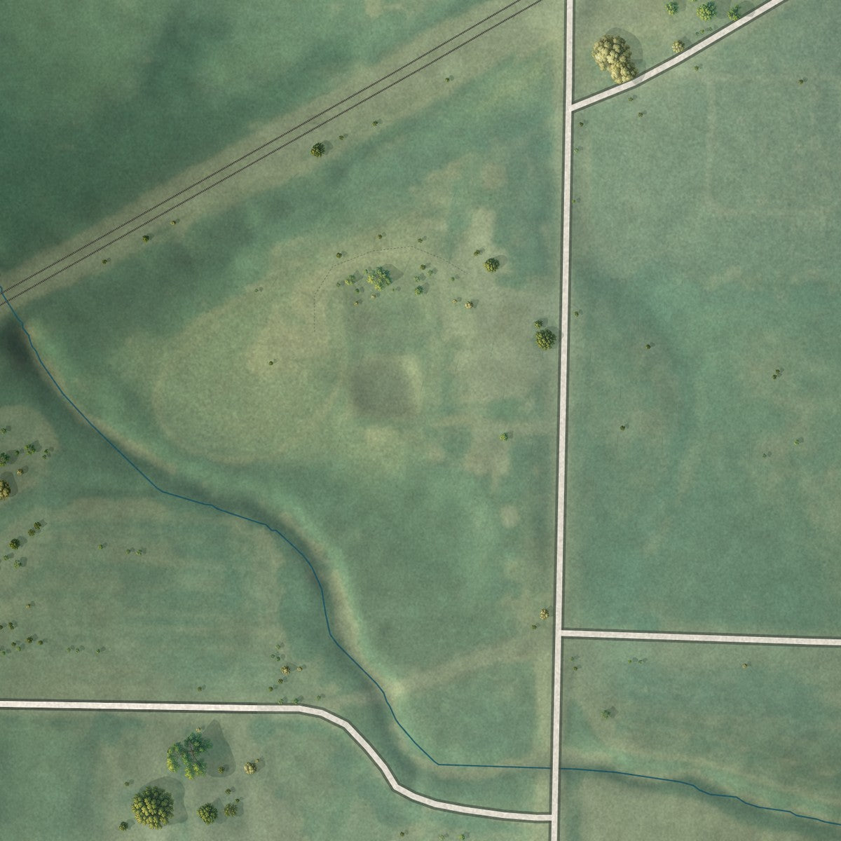 Second close-up of the map of Rutledge, Missouri print showing more streets and buildings