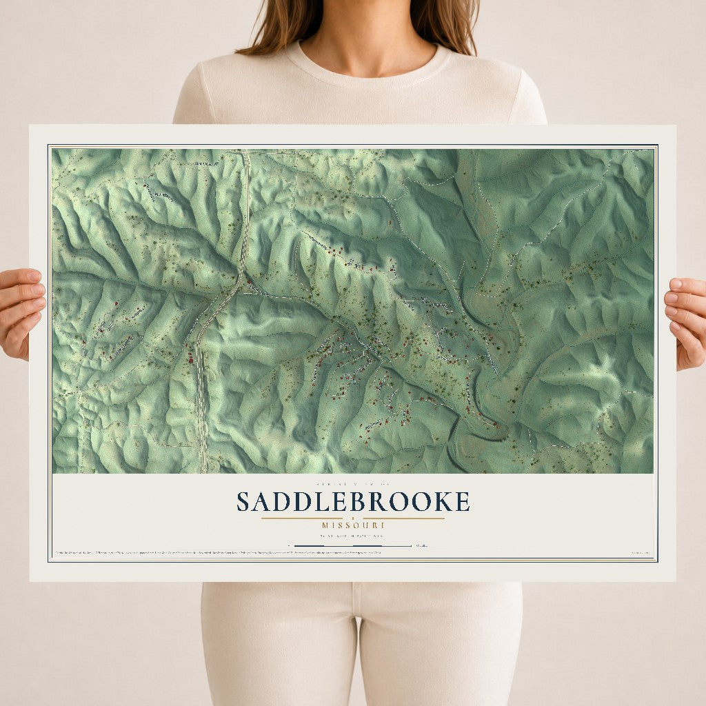 Map of Saddlebrooke, Missouri, 18 x 24 inch unframed archival matte print