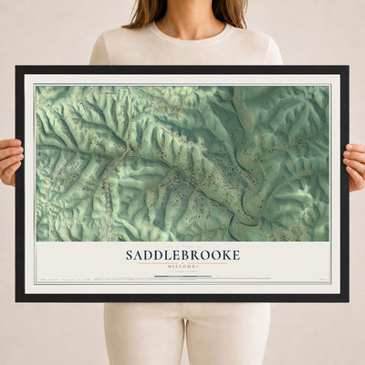 Map of Saddlebrooke, Missouri, 18 x 24 inch print in a black wood frame