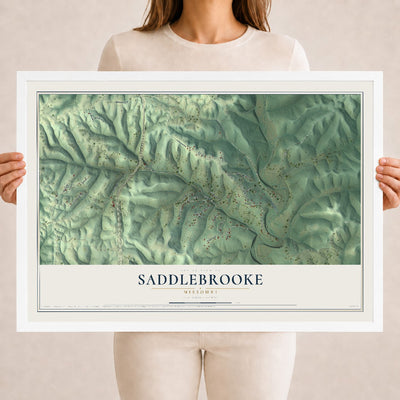 Map of Saddlebrooke, Missouri, 18 x 24 inch print in a white wood frame