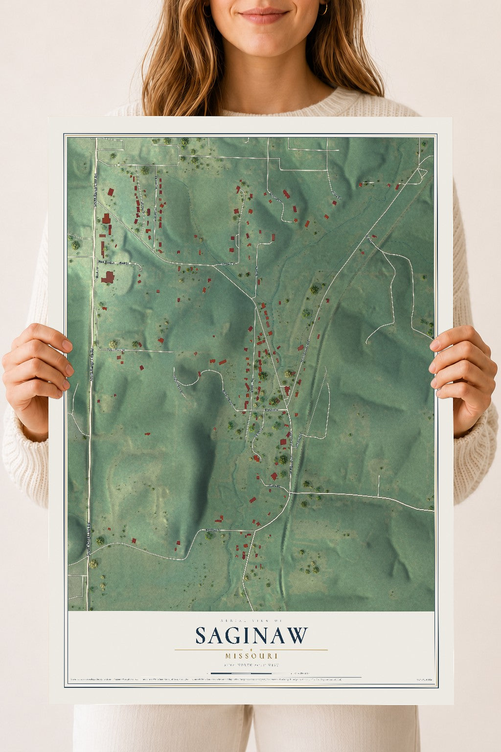 Map of Saginaw, Missouri, 18 x 24 inch unframed archival matte print
