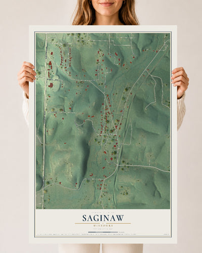 Map of Saginaw, Missouri, 24 x 36 inch unframed archival matte print