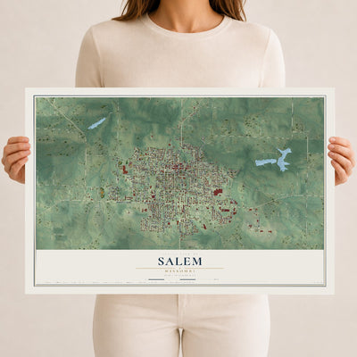 Map of Salem, Missouri, 12 x 18 inch unframed archival matte print