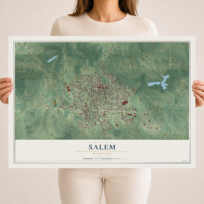 Map of Salem, Missouri, 18 x 24 inch unframed archival matte print