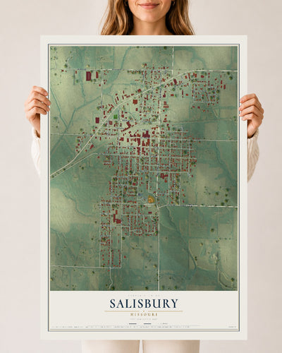 Map of Salisbury, Missouri, 24 x 36 inch unframed archival matte print